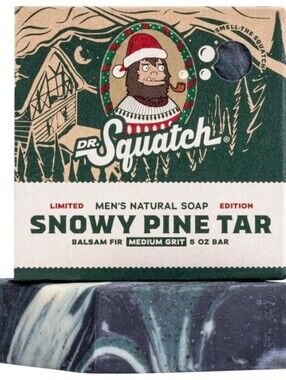 Dr. Squatch Natural Bar Soap for All Skin Types, Snowy Pine Tar, 5 oz